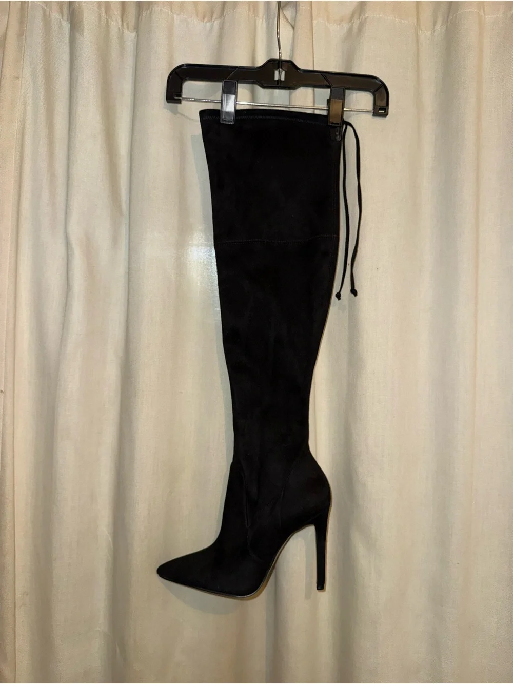 GUESS Black Over The Knee Boots Stiletto Pointed Toe Thigh High Size 6.5 EUC